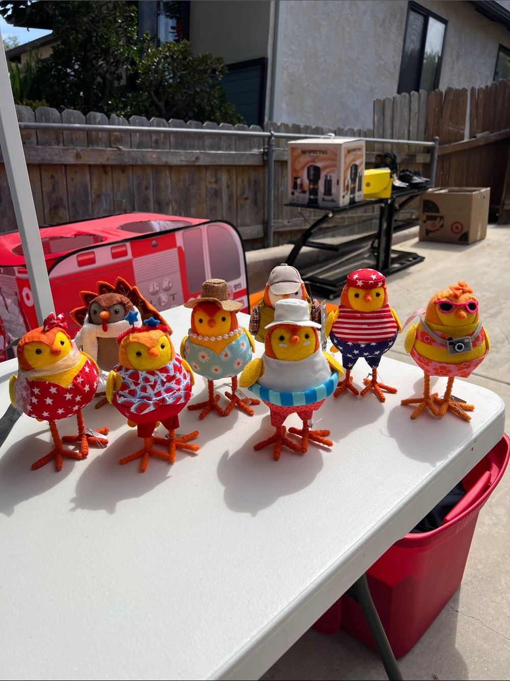 Target Plush Chick Figurines in Orange, Red, Yellow and Blue